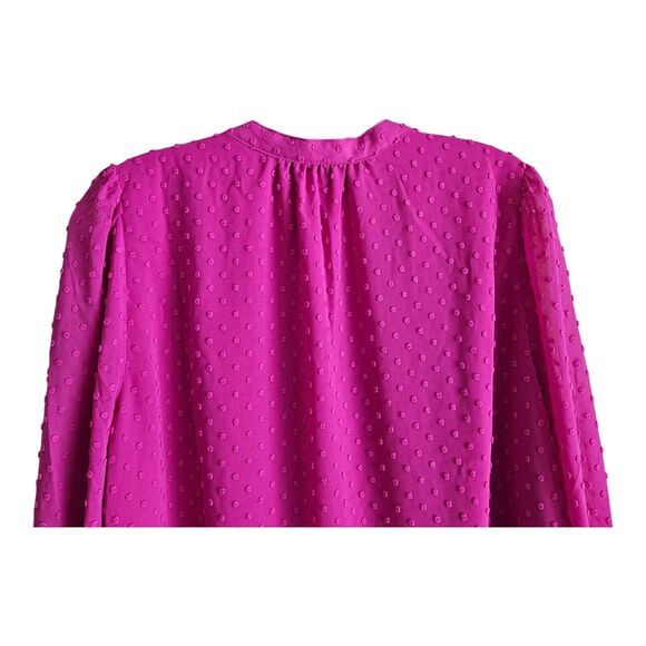 J. CREW Women's M Blouse Ruffle Swiss Dot Fuchsia Button Up Valentines Bust 40" - Picture 8 of 9
